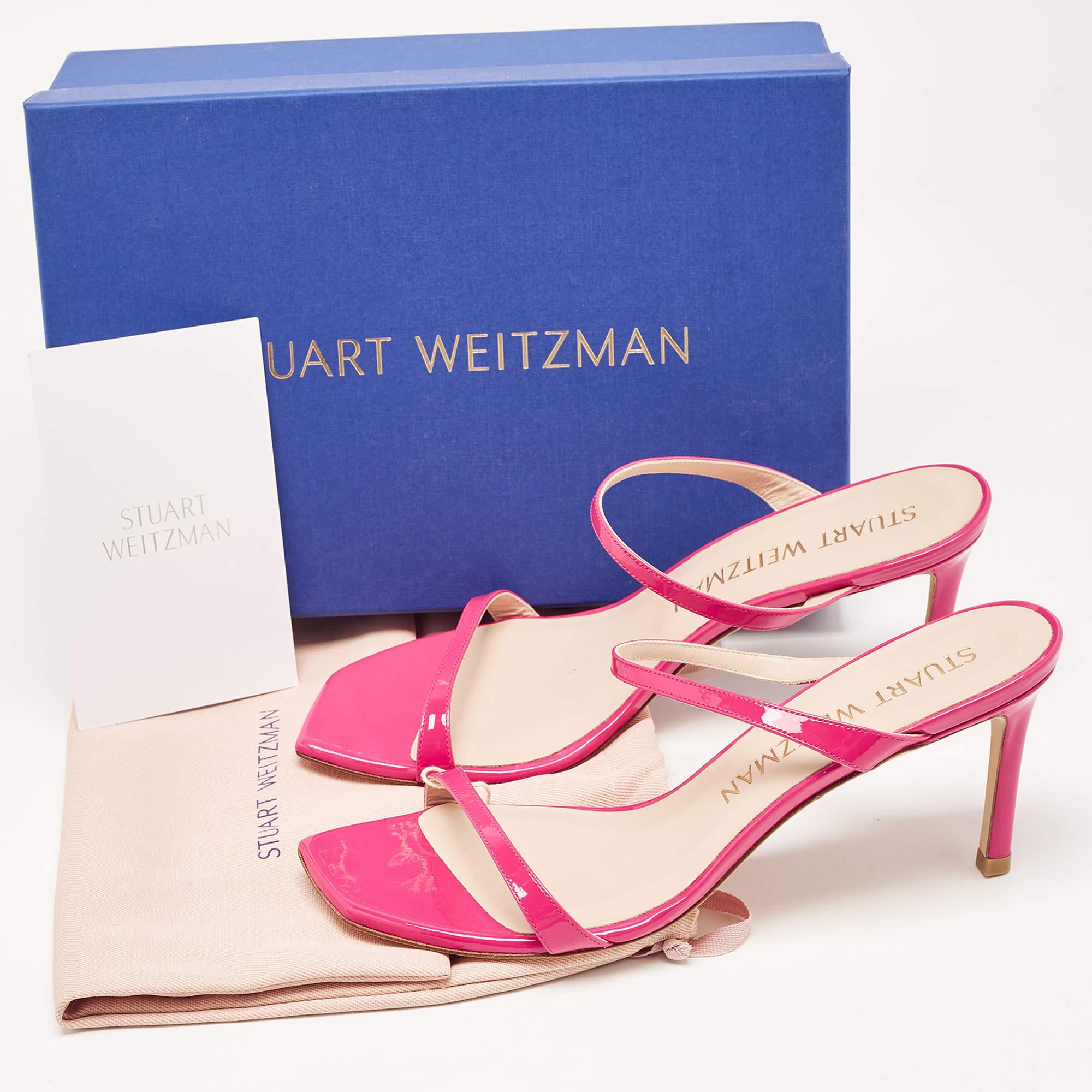 Stuart Weitzman Pink Patent Leather Slide Sandals Size 41 5
