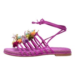 Stuart Weitzman Suede rose Embellis Lace Up Slide Flats Size 36