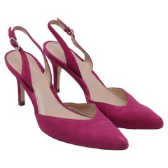 Stuart Weitzman Pointed-Toe Slingback Heels in Pink Suede