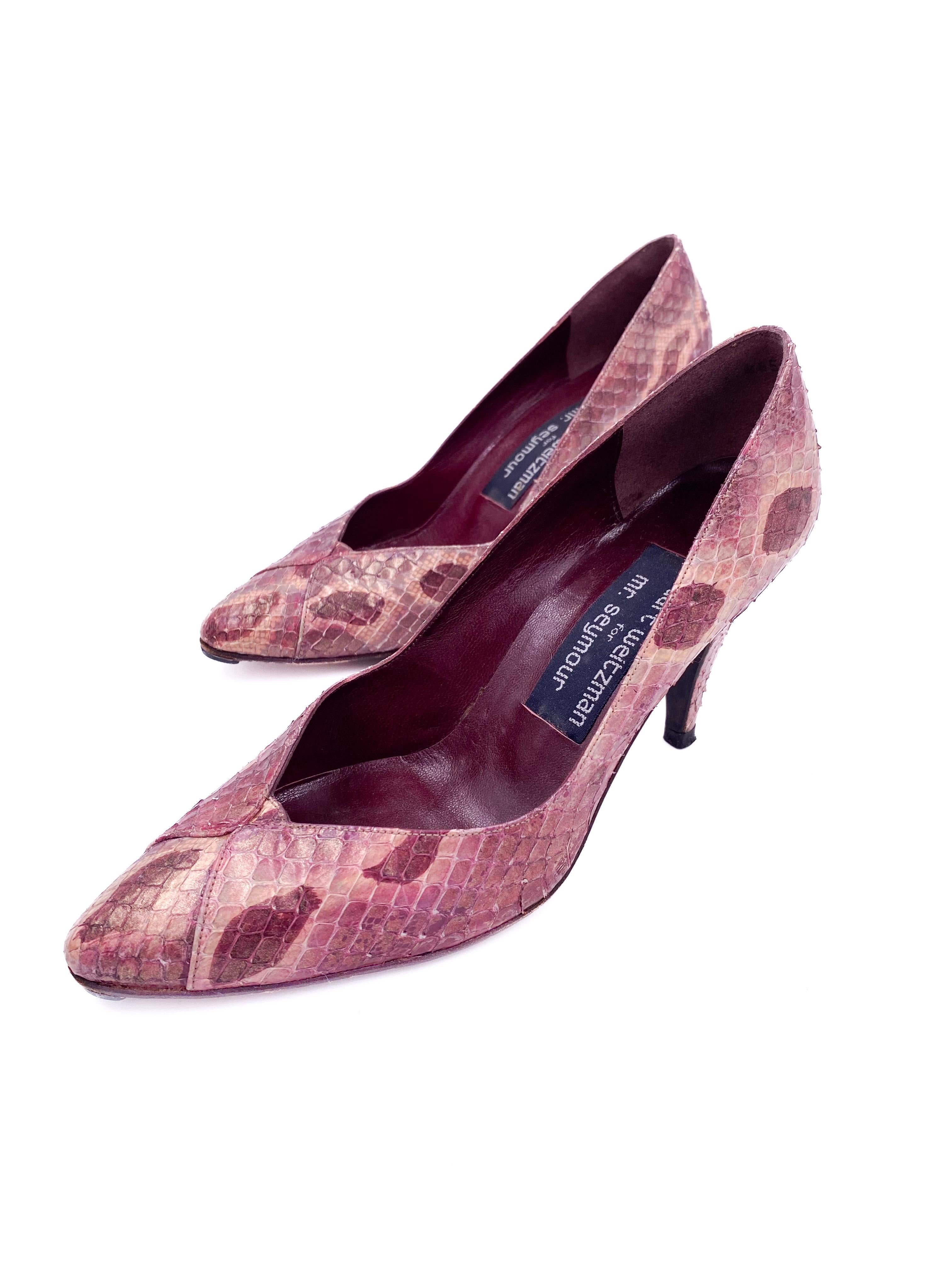 Noir Stuart Weitzman - Escarpins en peau de serpent - Violet en vente