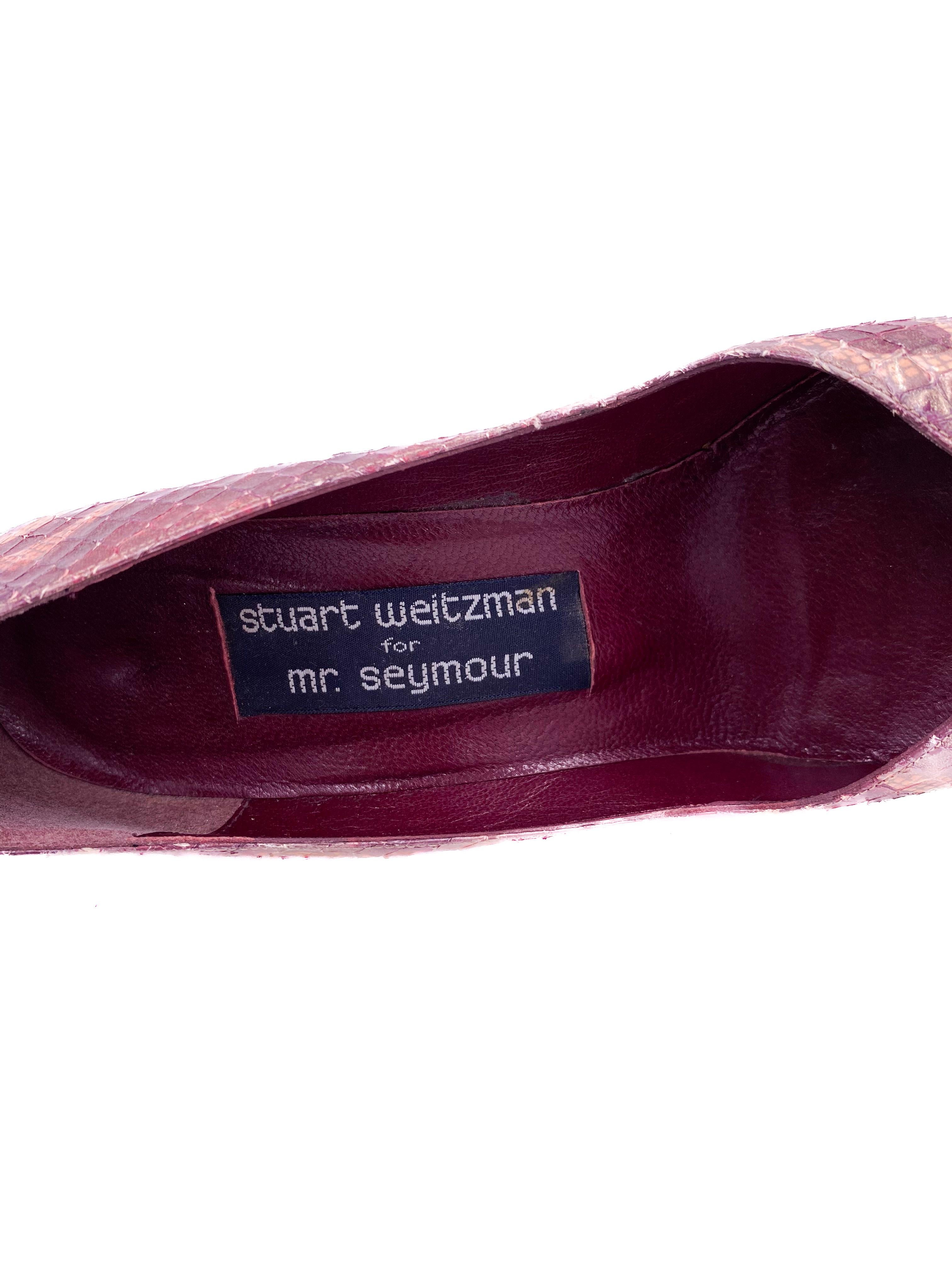 Stuart Weitzman - Escarpins en peau de serpent - Violet en vente 3