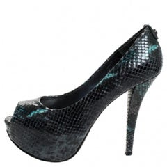 Stuart Weitzman Python geprägte Leder Plattform Peep Toe Pumps Größe 37