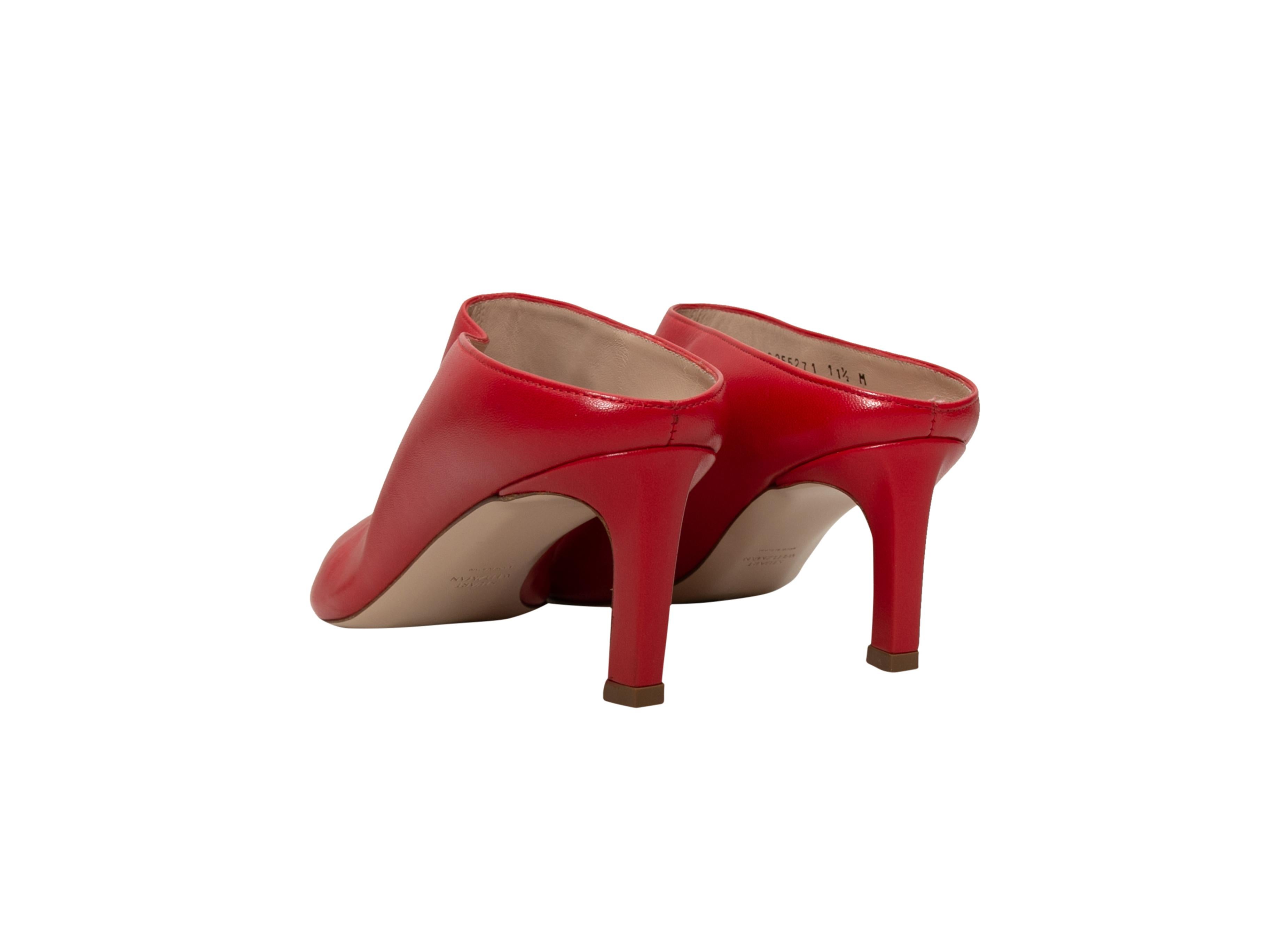 Stuart Weitzman Red Leather Pointed-Toe Mules 1