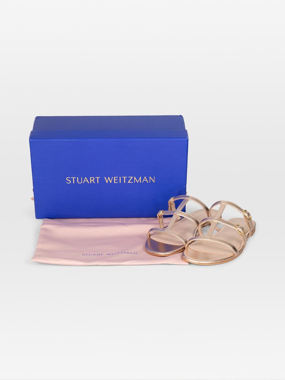 Stuart Weitzman Rose Gold Grecian Buckle Sandals Size US 8 en vente 1
