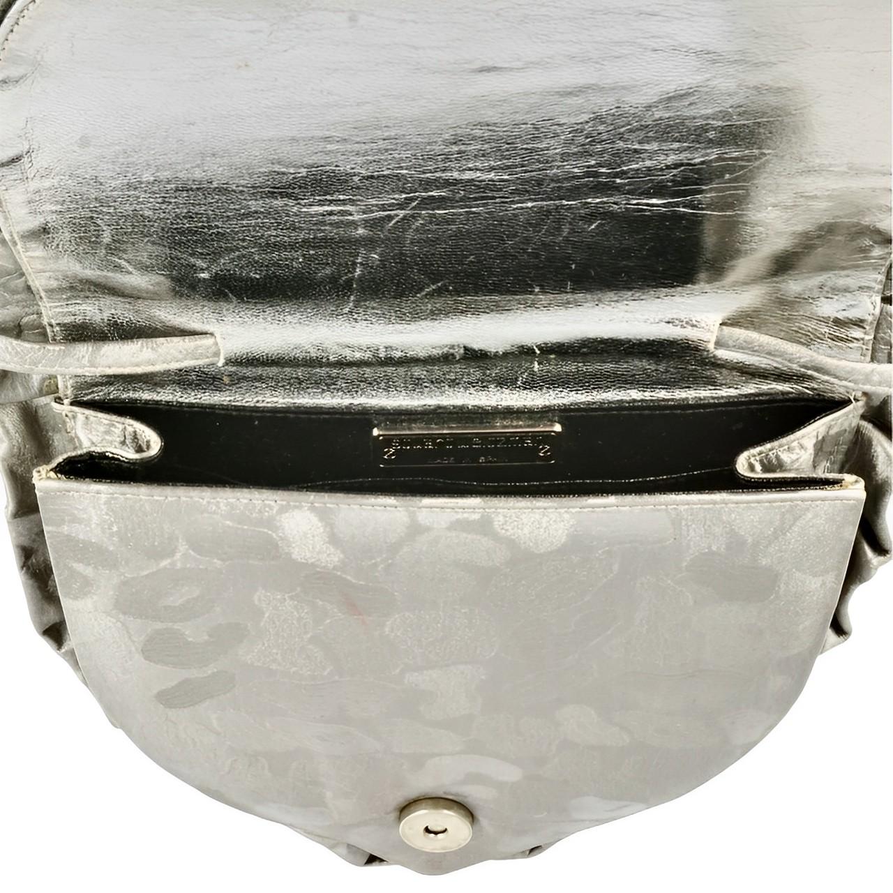 Stuart Weitzman Silver Grey Leather Shoulder Bag with Rhinestones For Sale 1