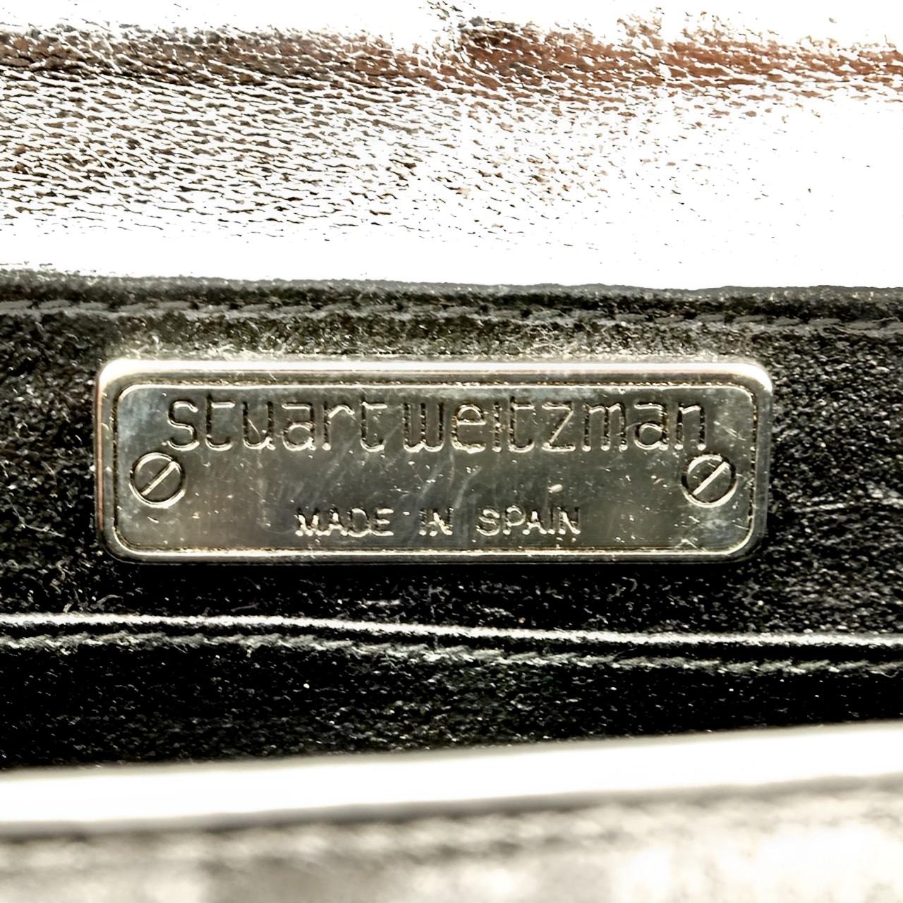 Stuart Weitzman Silver Grey Leather Shoulder Bag with Rhinestones For Sale 2