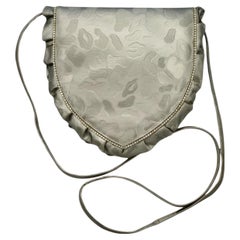 Stuart Weitzman Silver Grey Leather Shoulder Bag with Rhinestones