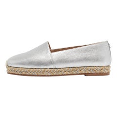 Stuart Weitzman Silver Leather Espadrille Flats Size 36