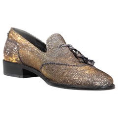 Stuart Weitzman Silver Metallic Tassel Loafers Size IT 38.5