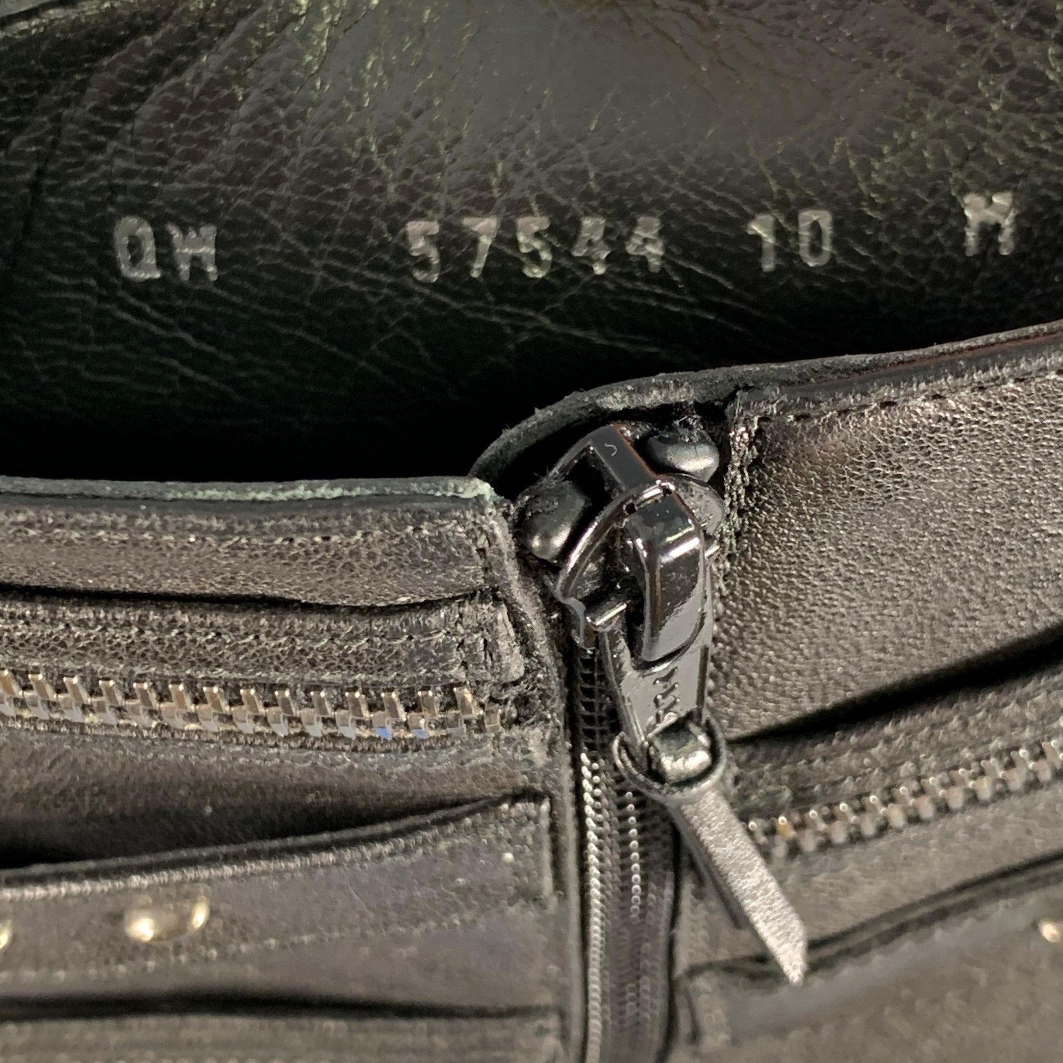 STUART WEITZMAN Größe 10 Schwarz Nieten Reißverschlüsse Lederstiefel im Angebot 4
