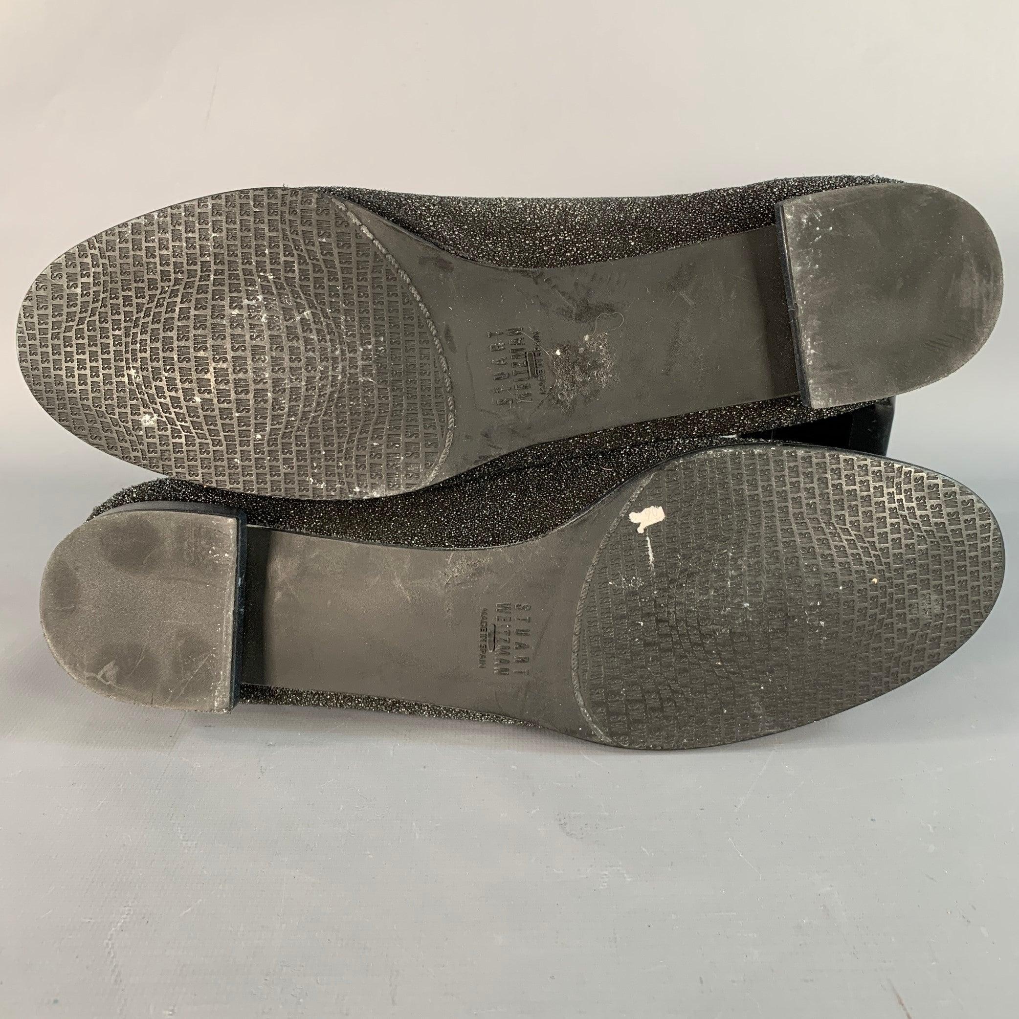 STUART WEITZMAN Größe 11 Schwarz Samt texturiert Slip On Loafers Flats im Angebot 2