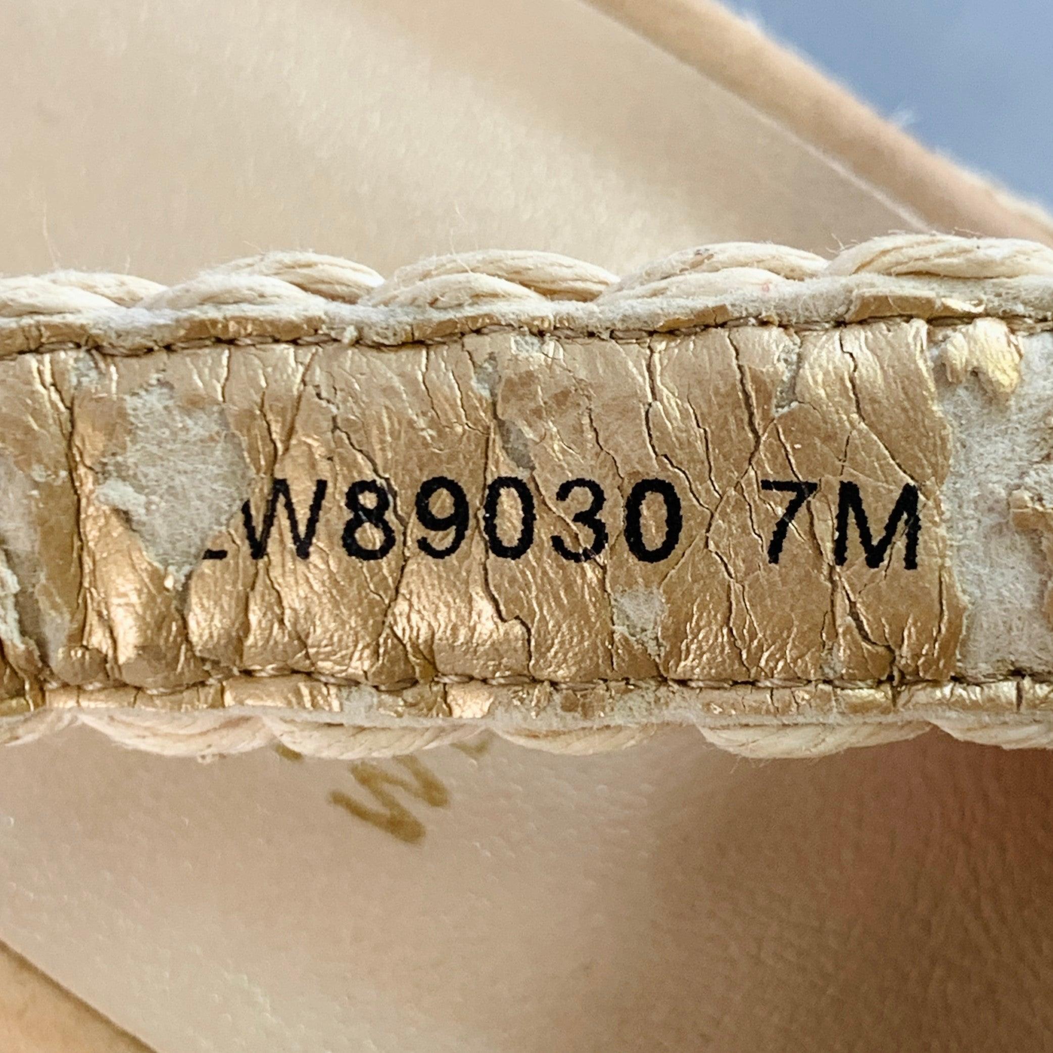 Stuart Weitzman Sandali Espadrille Metallizzati Beige Nature Taglia 7 in vendita 4