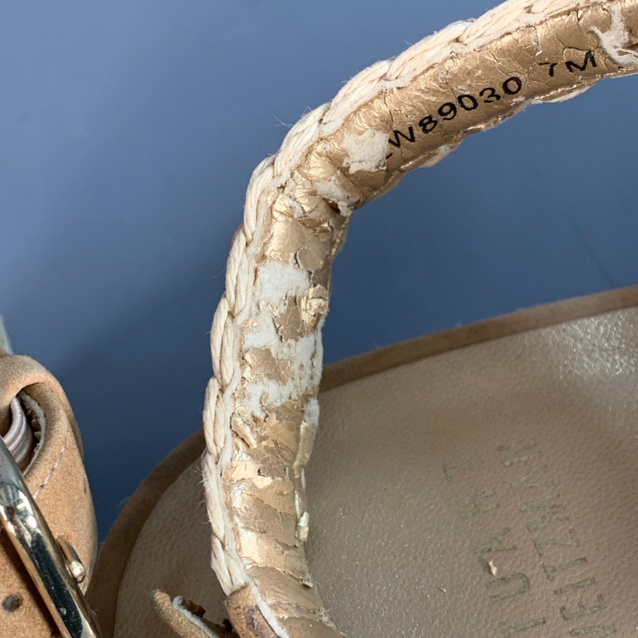 Stuart Weitzman Sandali Espadrille Metallizzati Beige Nature Taglia 7 in vendita 5