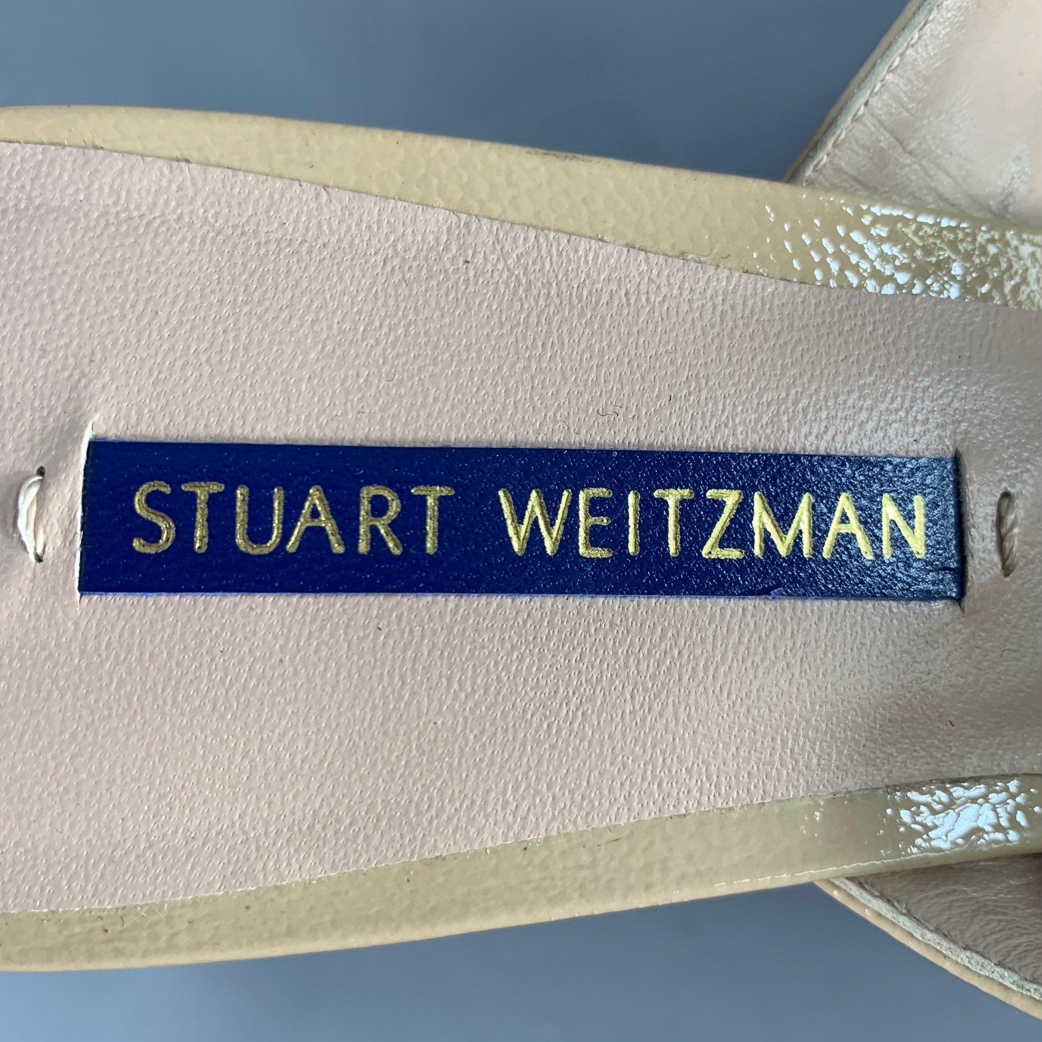 STUART WEITZMAN Size 7 Beige Textured Cork Platform Wedge Sandals For Sale 3