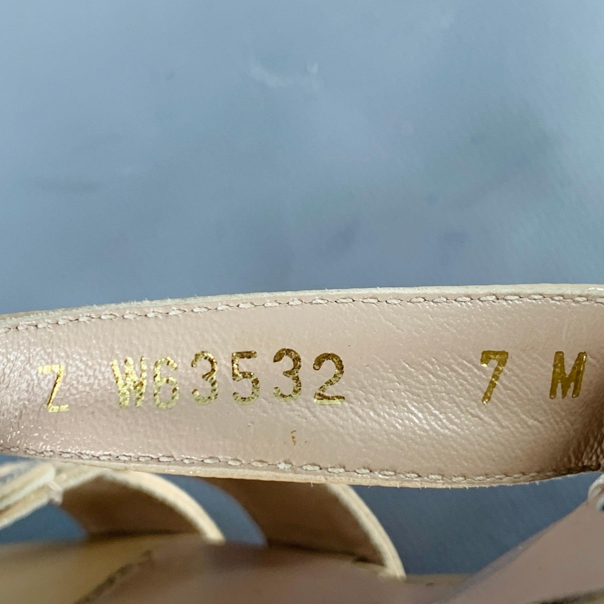 STUART WEITZMAN Size 7 Beige Textured Cork Platform Wedge Sandals For Sale 4