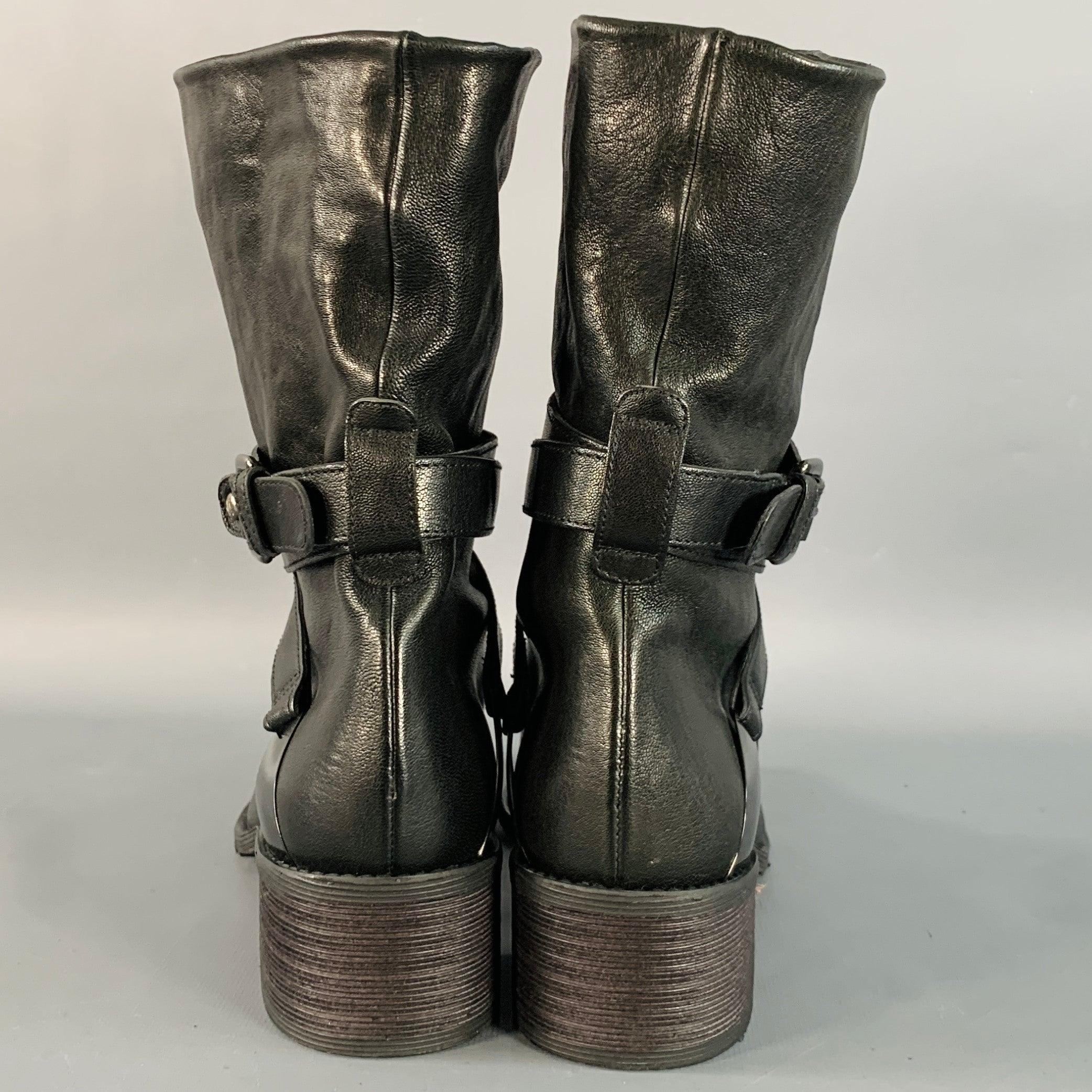 STUART WEITZMAN Größe 7.5 Schwarz Leder Wrap Around Pull On Stiefel im Zustand „Gut“ im Angebot in San Francisco, CA