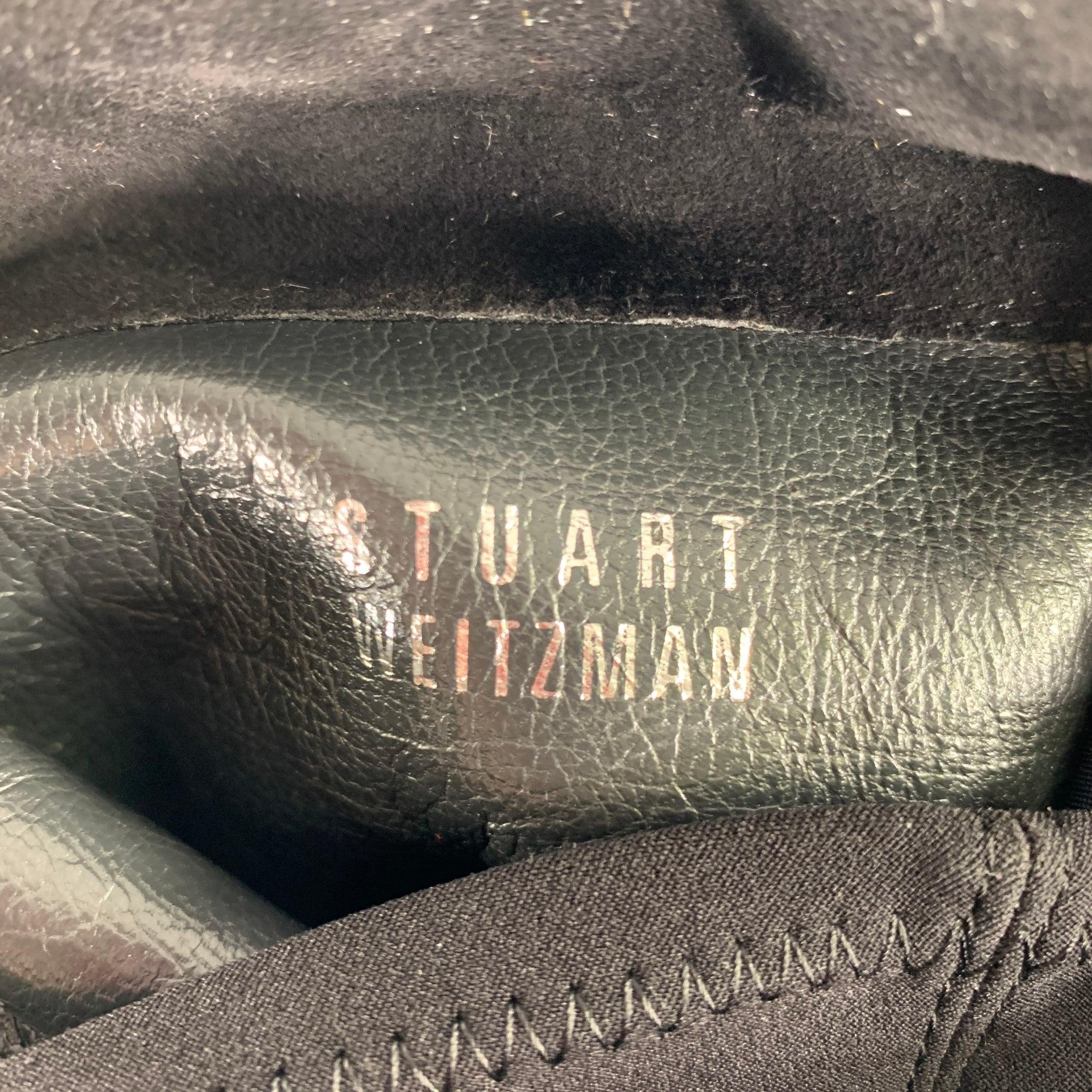 STUART WEITZMAN Size 7.5 Black Nylon Suede Fringe Pull On Boots For Sale 2
