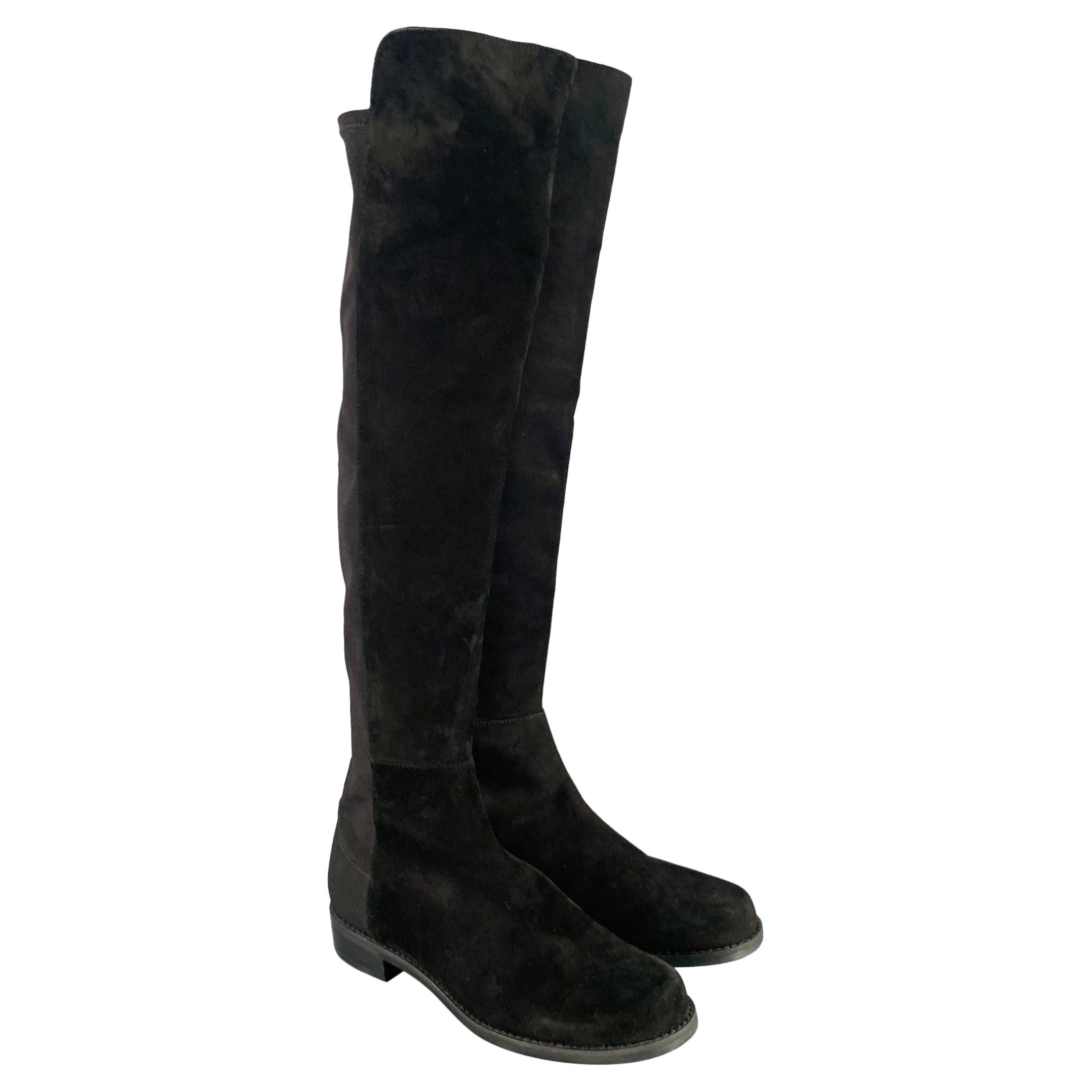 STUART WEITZMAN Size 7.5 Black Suede Knee High Boots