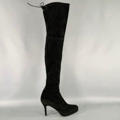 STUART WEITZMAN Size 8 Black Suede Stiletto Boots