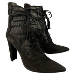 STUART WEITZMAN Size 9 Black Mesh Textured Suede Boots