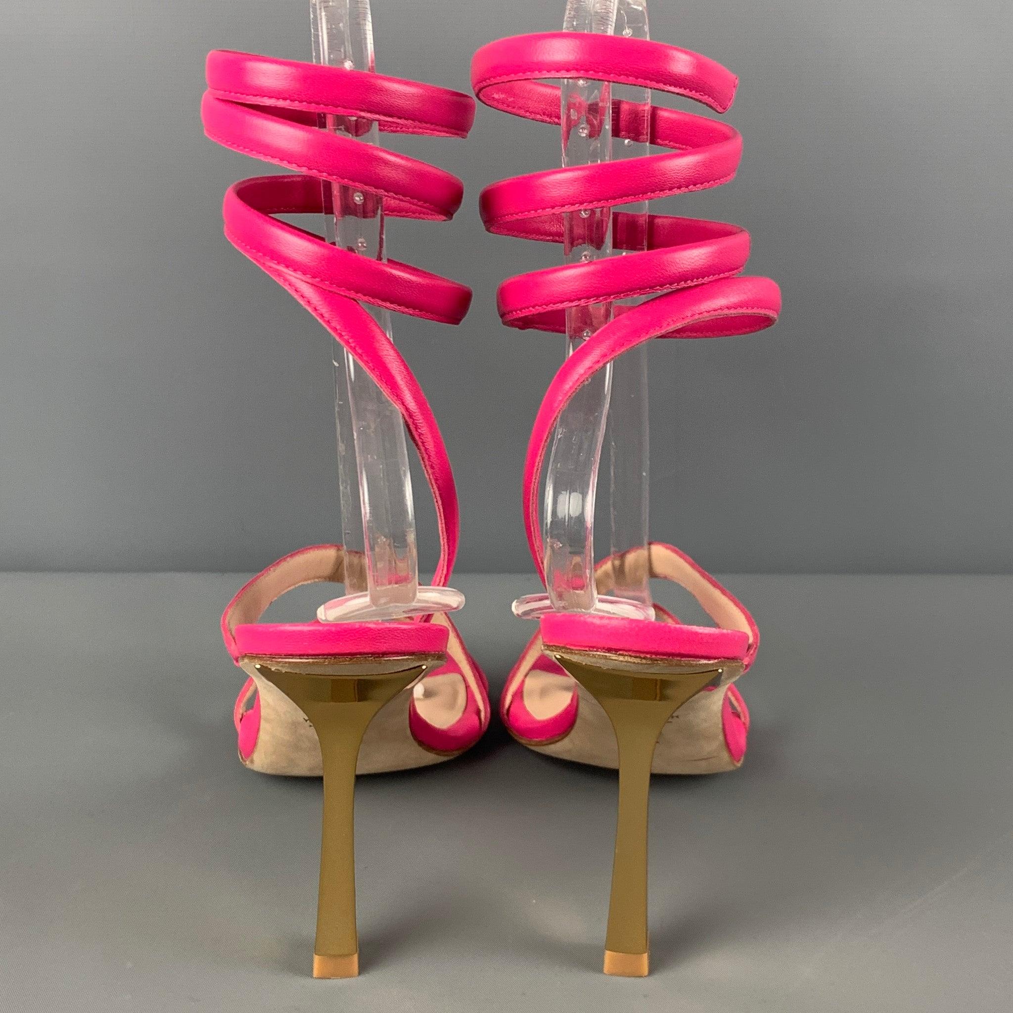Women's STUART WEITZMAN Size 9 Pink Leather Beatrix Wrap Around Sandals For Sale