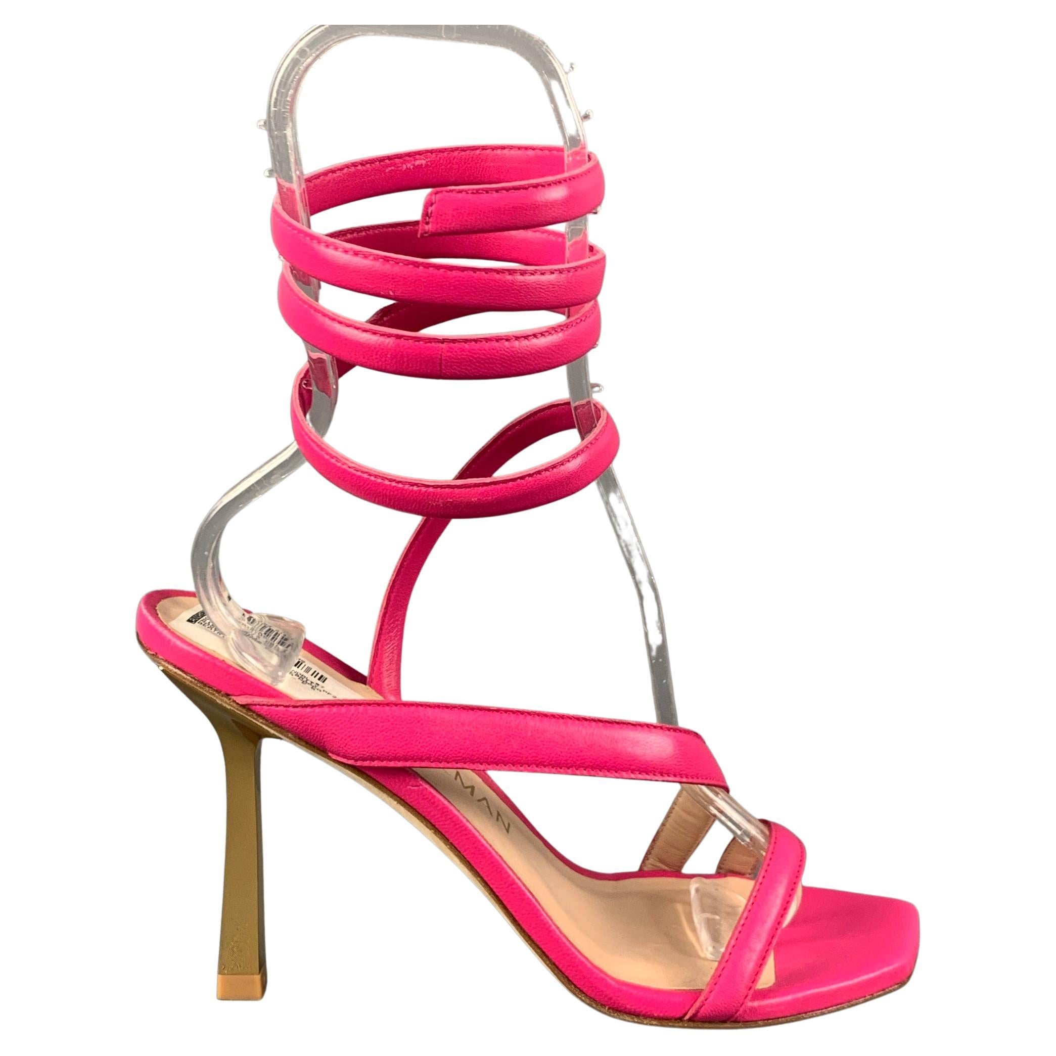 STUART WEITZMAN Size 9 Pink Leather Beatrix Wrap Around Sandals For Sale at  1stDibs