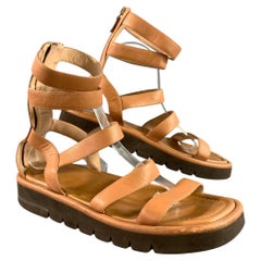 Sandalias gladiadoras de cuero marrón de STUART WEITZMAN, talla 9,5