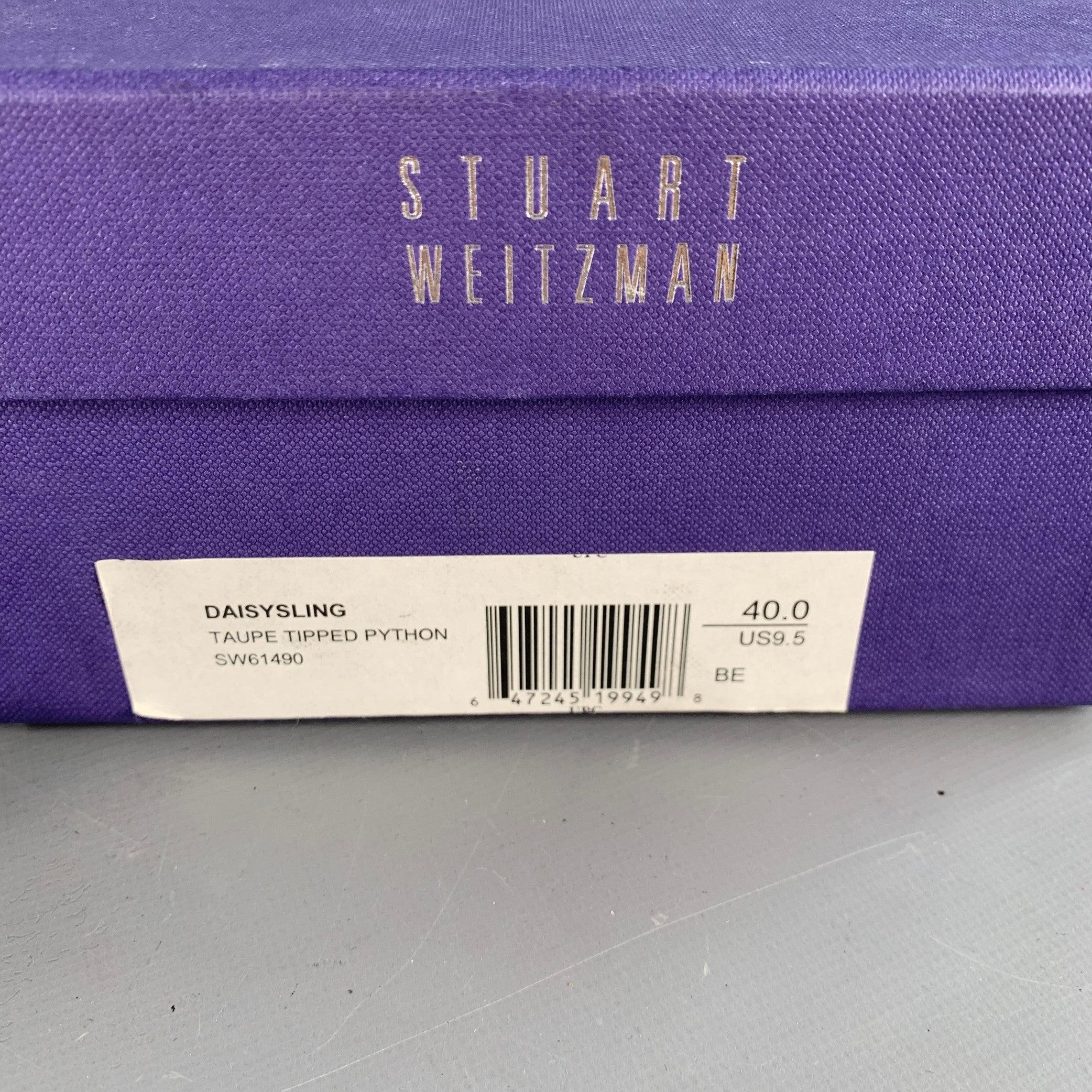 STUART WEITZMAN Size 9.5 Daisy Grey Gold Textured Snakeskin Effect Leather Slingback Pumps For Sale 7