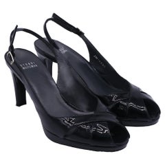 Stuart Weitzman Slingback Pumps in Black Patent Leather
