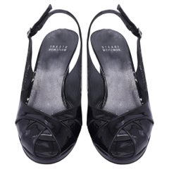 Stuart Weitzman Slingback Pumps in Black Patent Leather