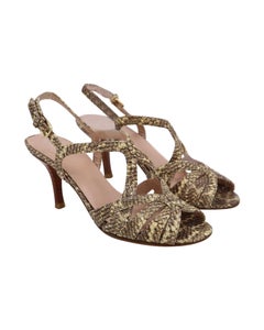 Sandali con tacco alto Stuart Weitzman con stampa serpente in pelle multicolore