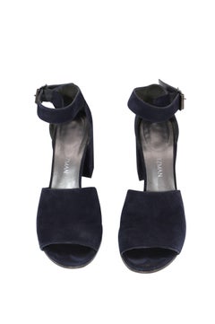 Sandali Stuart Weitzman Soho Gal Block in camoscio blu navy
