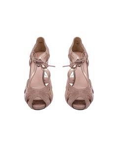 Stuart Weitzman Strappy Sandals in Beige Suede and Leather