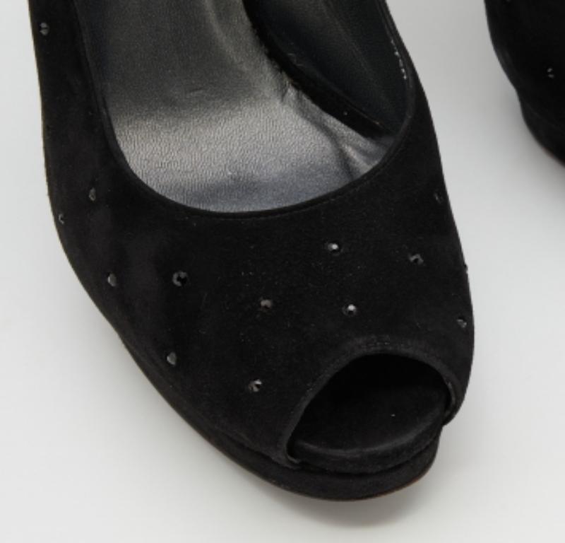 De las mujeres Stuart Weitzman Sandalias de ante con plataforma de cristal tamaño 39,5 en venta