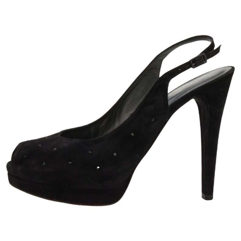 Stuart Weitzman Sandalias de ante con plataforma de cristal tamaño 39,5