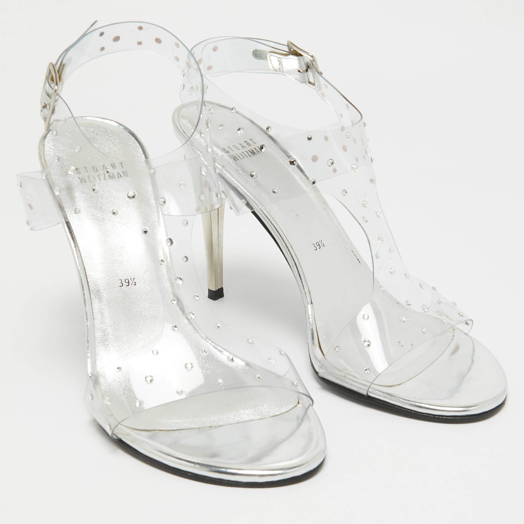 Stuart Weitzman Sandali con Cinturino alla Caviglia in PVC Trasparente Taglia 39.5 In condizioni buone in vendita a Dubai, Al Qouz 2