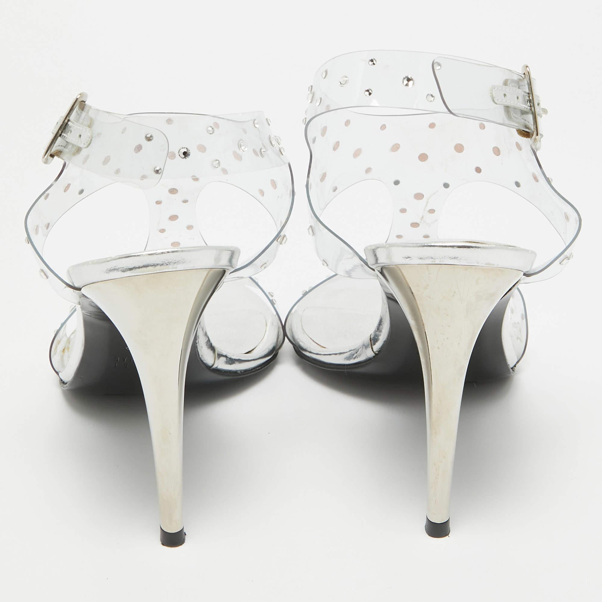 Donna Stuart Weitzman Sandali con Cinturino alla Caviglia in PVC Trasparente Taglia 39.5 in vendita