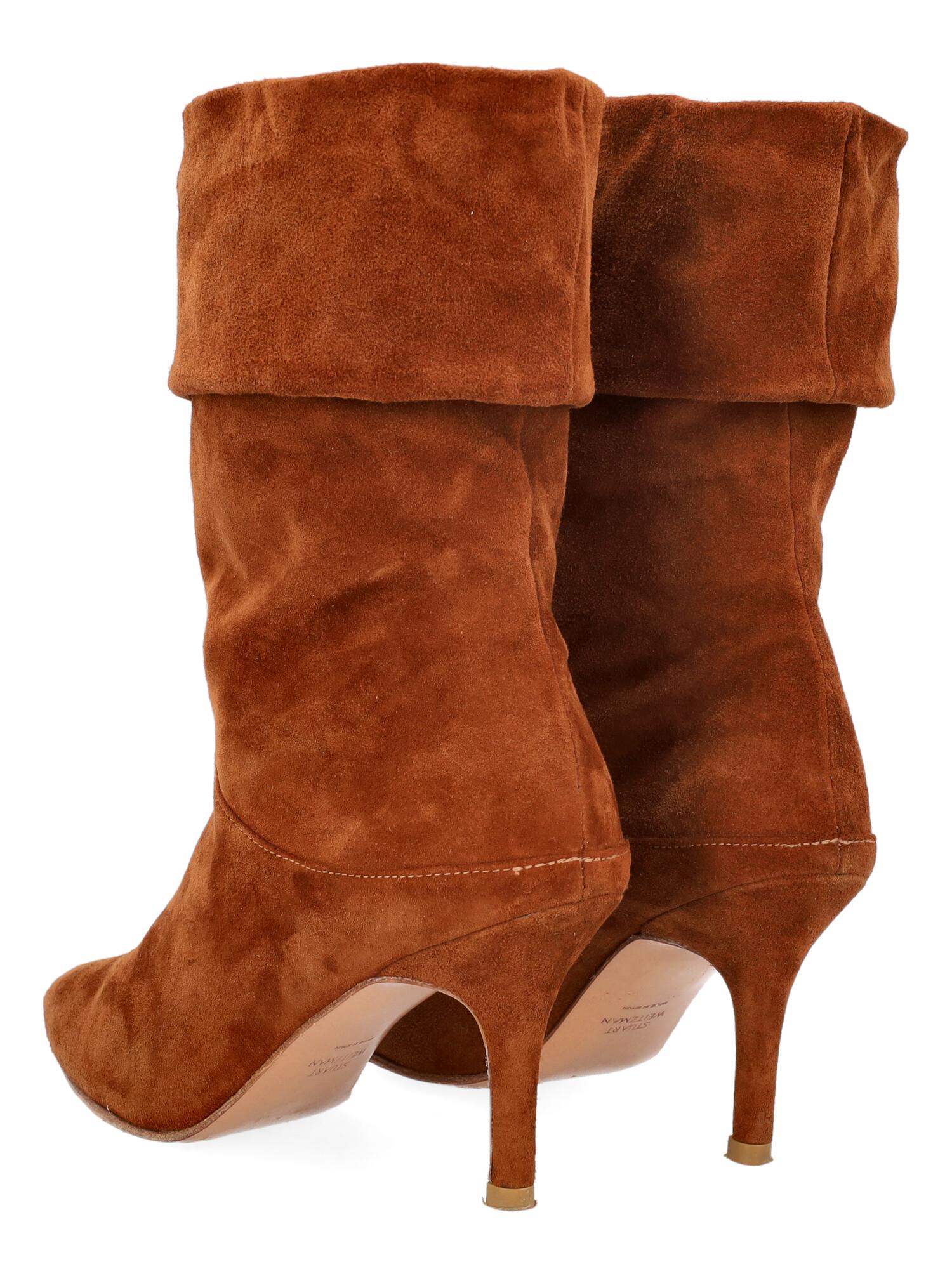 Stuart Weitzman Women Ankle boots Brown Leather EU 36 In Good Condition For Sale In Milan, IT