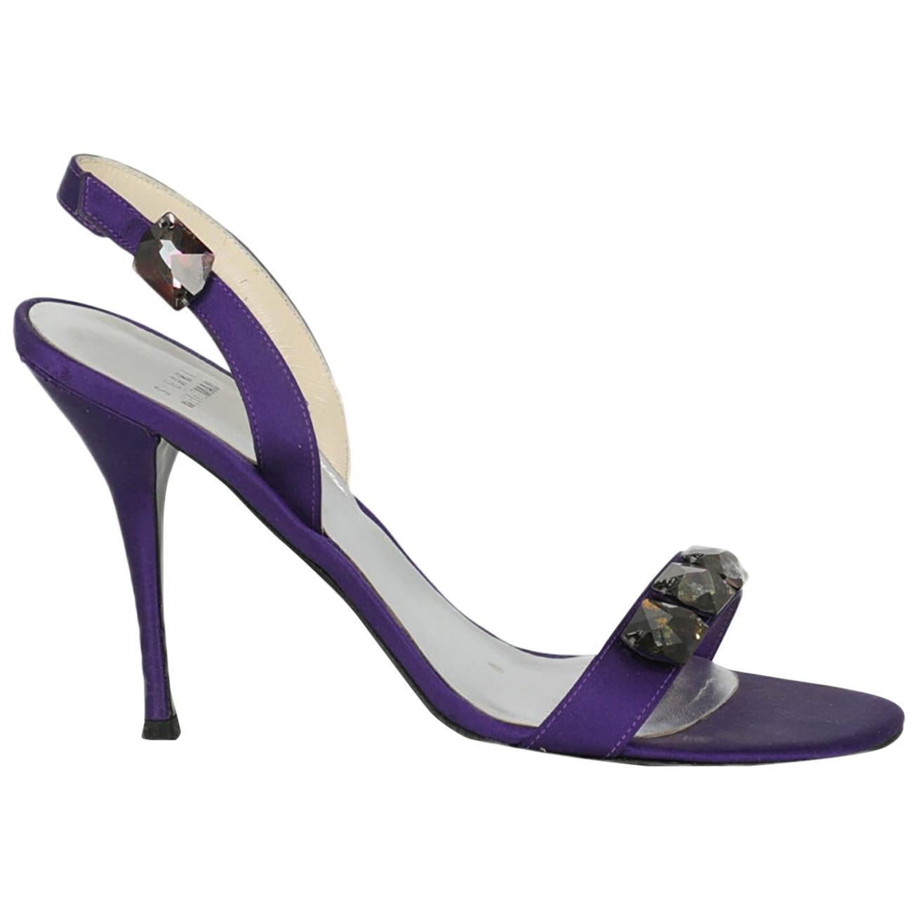Stuart Weitzman Women  Sandals Purple Fabric IT 39 For Sale