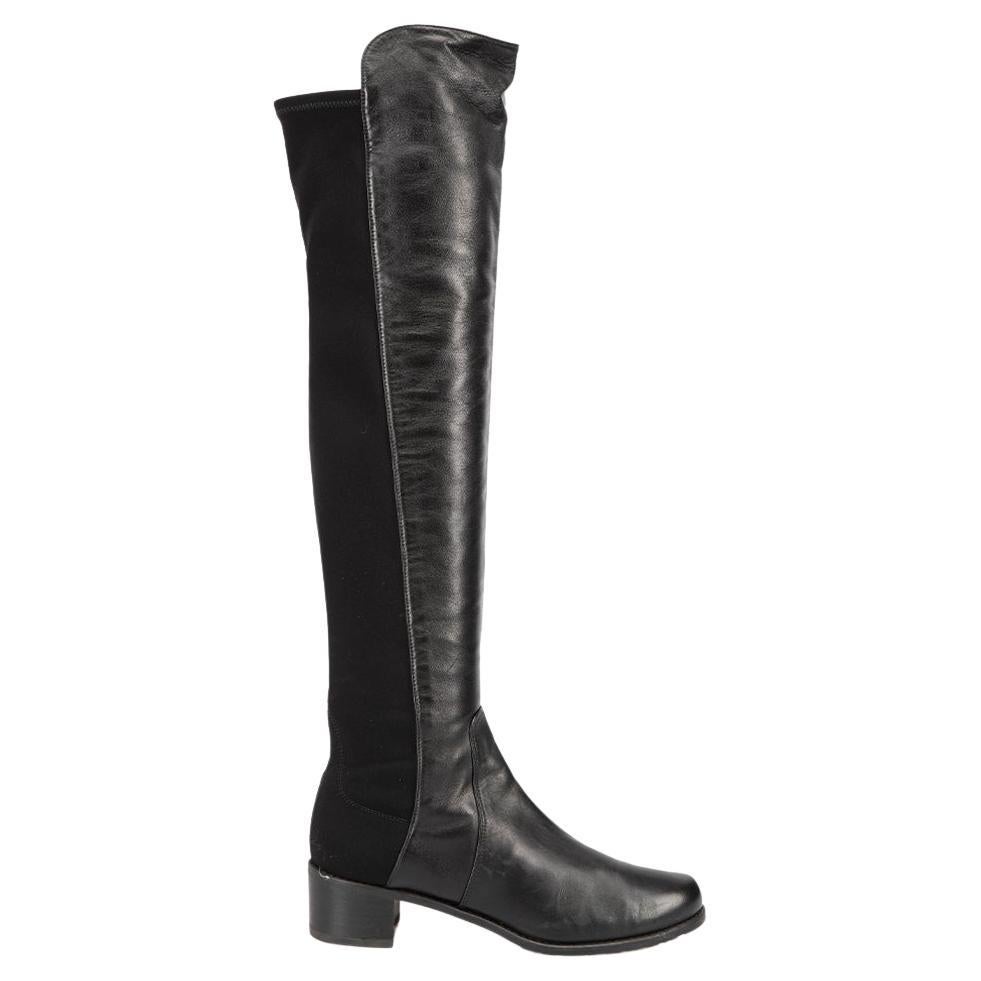 Stuart Weitzman Women
s Black Leather 5050 Knee High Boots