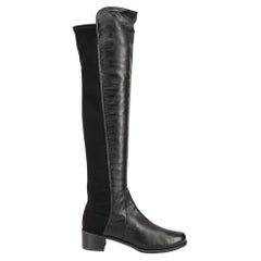 Stuart Weitzman Women's Black Leather 5050 Knee High Boots