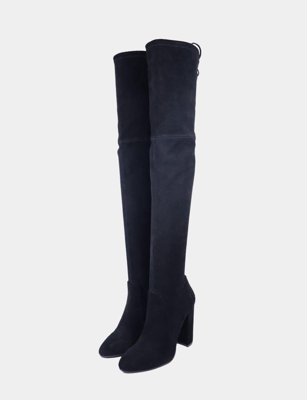 Stuart Weitzman Women's Highland Over-the-Knee Boots, features an almond-toe, over the knee length, slip on, and block heels.

Material: Suede
Size: EU 38.5 / US 8
Heel: 10cm
Condition: New