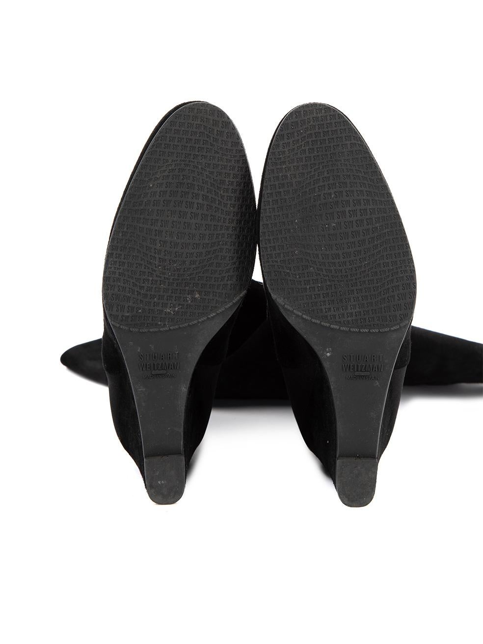 Women's Stuart Weitzman x Russell Bromley Black Suede Wedge Knee Boots Size US 8.5