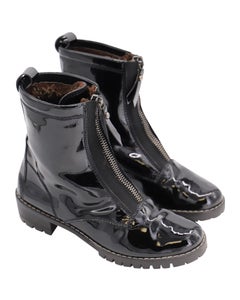 Stuart Weitzman Zip Up Boots in Black Patent Leather