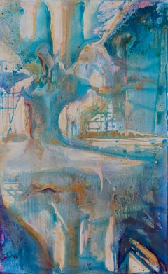 Cerulean - Ivory and Gold - Can be Horizontal or Vertical