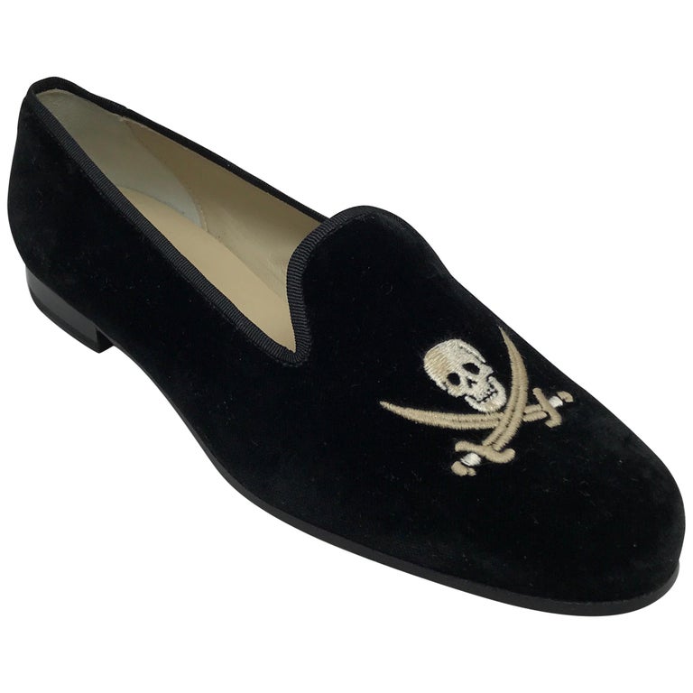 and Black Velvet Loafers Pirate Stitching-10 at 1stDibs | pirate black velvet loafers women's