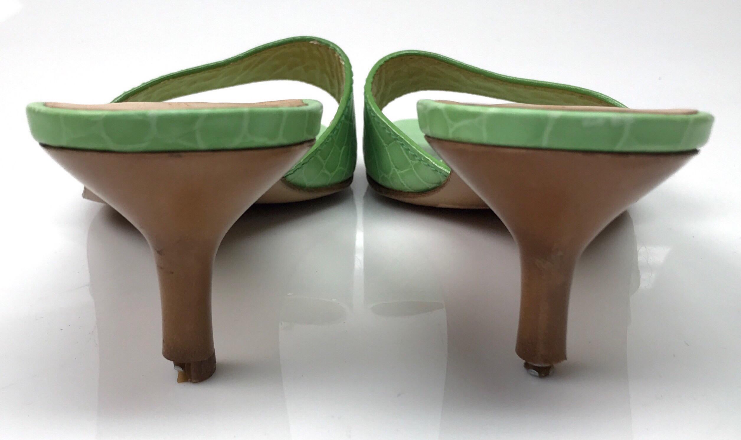 Stubbs & Wooton GREEN Faux Alligators Shoes-9.5 In Good Condition In West Palm Beach, FL
