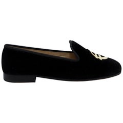 Stubbs & Wootton Black Embroidered Loafers