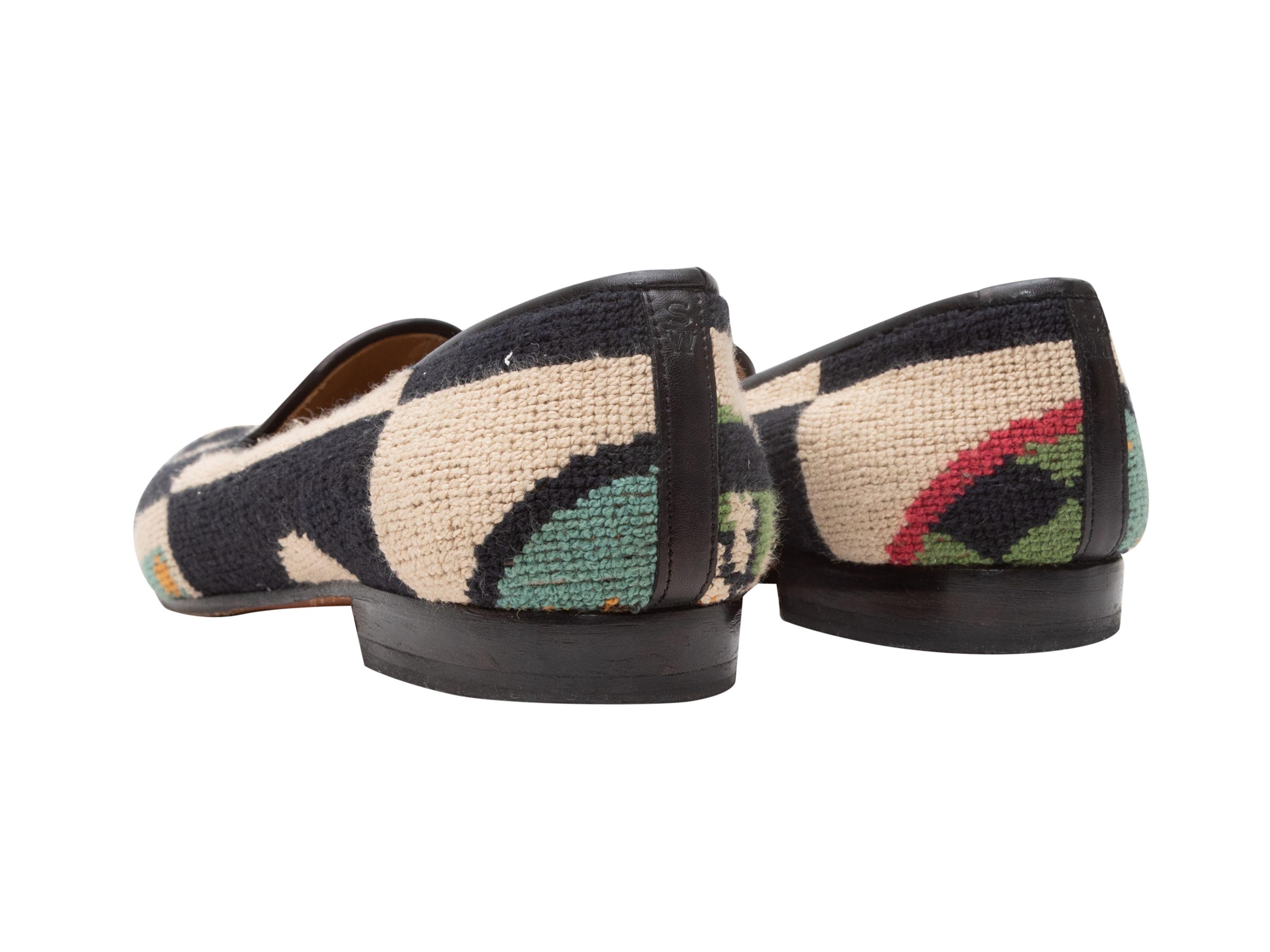 Stubbs & Wootton Black & Multicolor Needlepoint Loafers 1