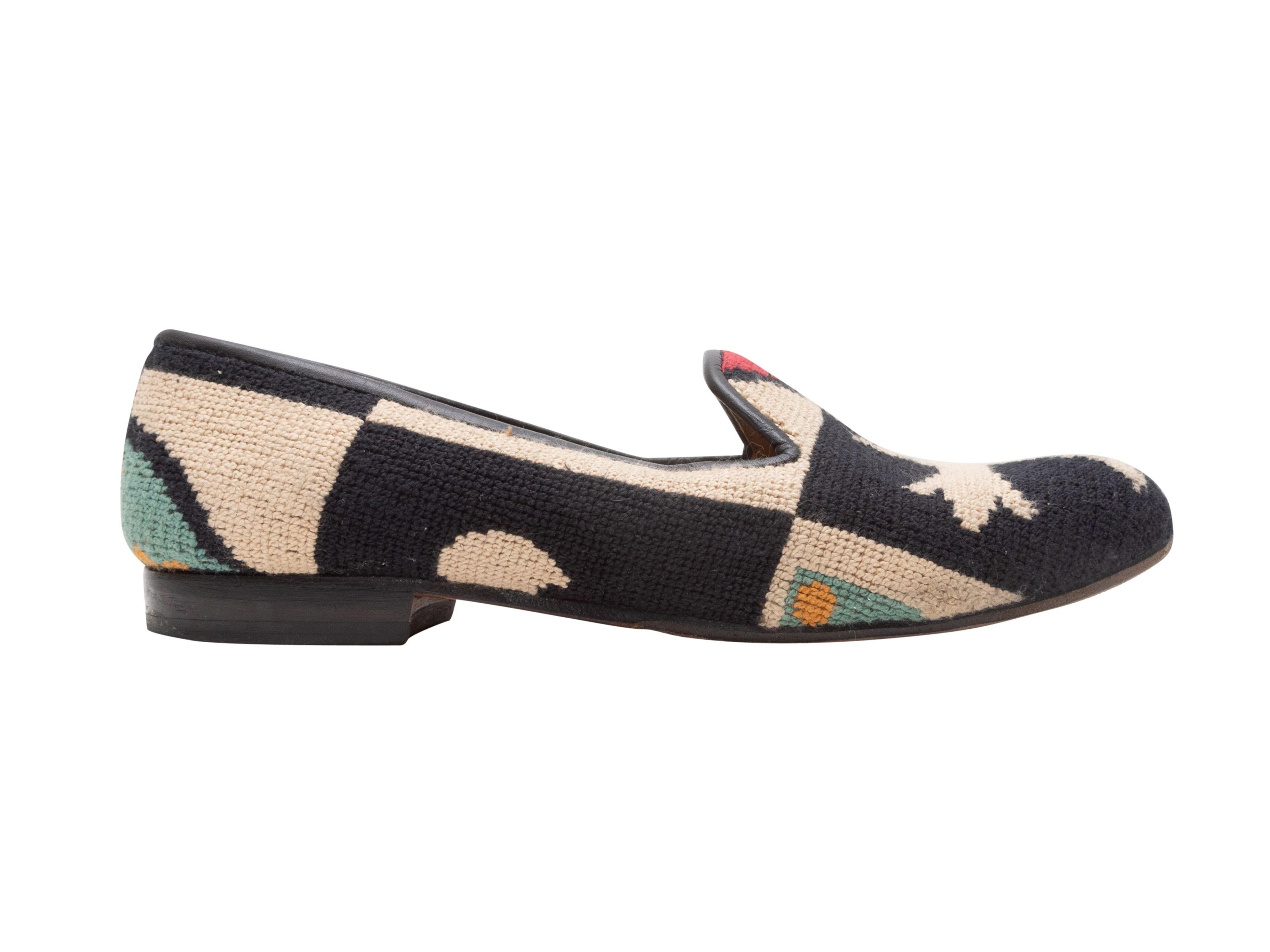 Stubbs & Wootton Black & Multicolor Needlepoint Loafers 2